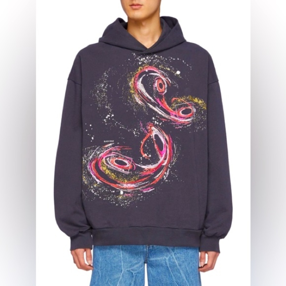 Acne Studios Black Hole Hoodie Galaxy Print Front French terry hooded sweatshirt - Picture 1 of 13